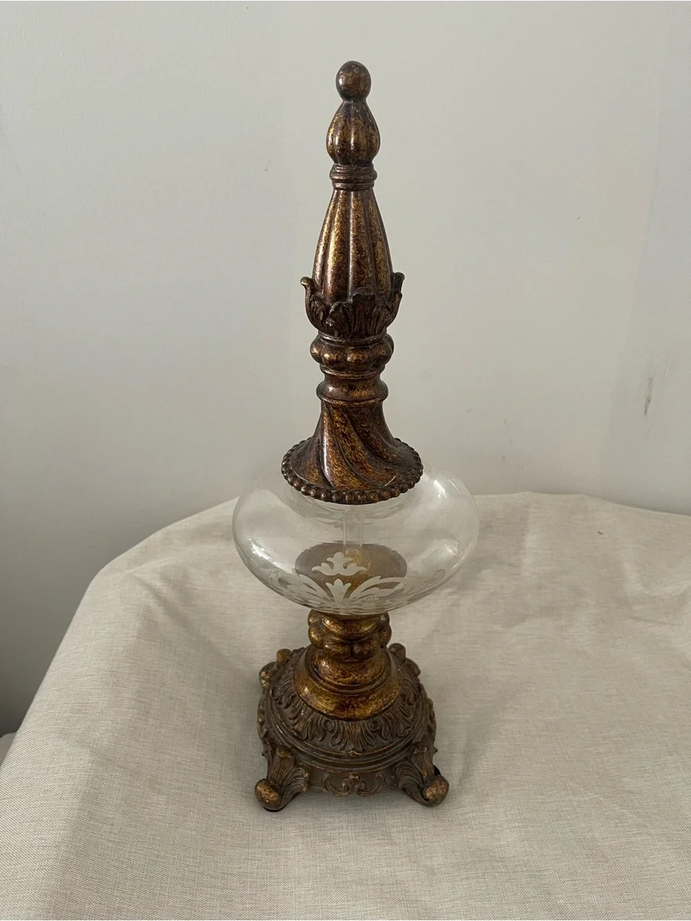 Ornate Brown -Tone Decorative Finial Accent - Home Accents 15.5” Tall